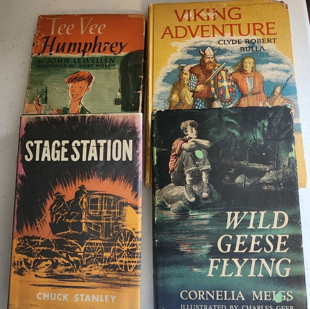 Set of 4 Vintage Book Collection with Illustrated Covers